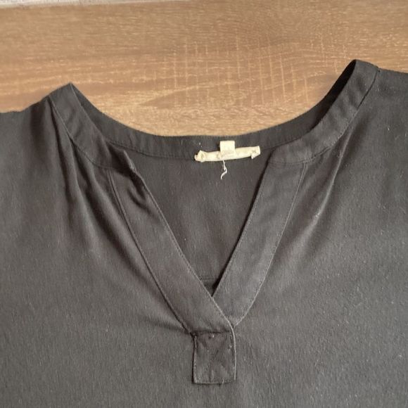 Women’s Large Pleione Split Neck Long Sleeve Black Blouse - Picture 6 of 9